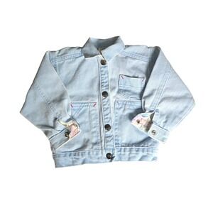 Vintage Weather Tamer‎ Denim Jacket 24 Month Baby Blue Pink Floral Lined